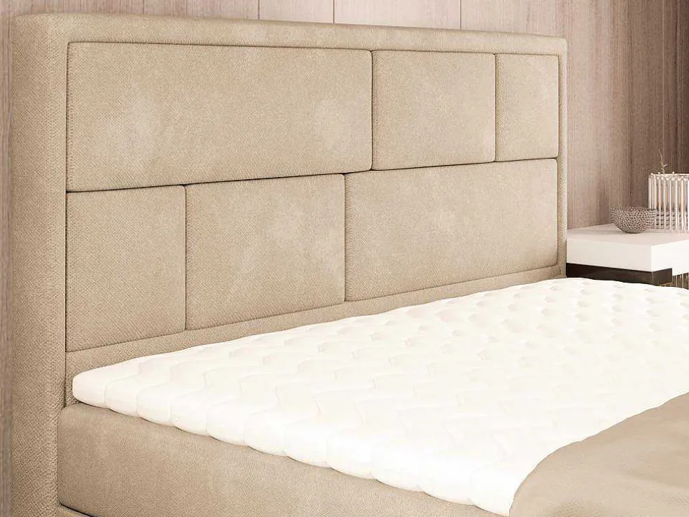 Complete Decoratieve Beddenset Met Hoofdbord + Opbergruimte + Matras + Dekmatras - 160 X 200 Cm - Beige - Loumia Van Dreamea