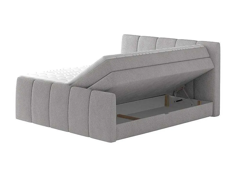 Complete Set Boxspring Met Verstelbaar Hoofdeinde + Bedbodem-Kist + Matras + Dekmatras Verone - Lichtgrijs - 160X200 Cm