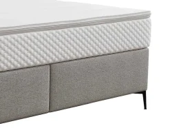 Complete Set Met Boxspring En Gecapitonneerd Hoofdbord + Bedbodem + Matras + Topmatras - 180 X 200 Cm - Stof - Lichtgrijs - Inao Van Ysmee