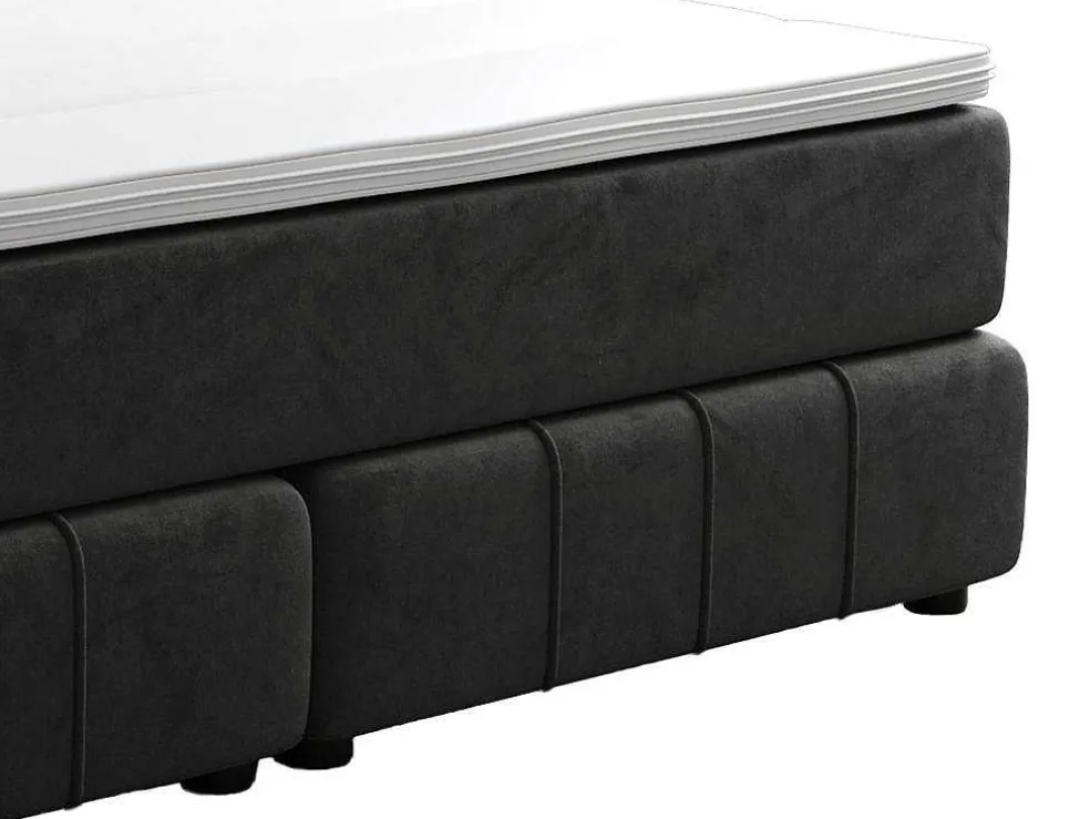 Complete Set Met Boxspring En Hoofdbord + Bedbodem + Matras + Topmatras - 160 X 200 Cm - Fluweel - Donkergrijs - Hida Van Ysmee