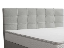 Complete Set Met Boxspring En Gecapitonneerd Hoofdbord + Bedbodem + Matras + Topmatras - 160 X 200 Cm - Stof - Lichtgrijs - Inao Van Ysmee