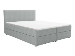 Complete Set Met Boxspring En Hoofdbord + Bedbodem + Matras + Topmatras - 180 X 200 Cm - Stof - Lichtgrijs - Onan Van Ysmee
