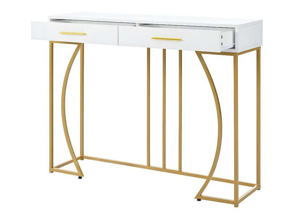 Console Met 2 Lades - Moderne Stijl - Wit & Goud