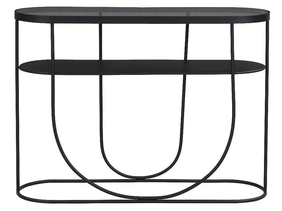 Consoletafel Met 1 Plank Van Metaal En Gerookt Glas - Zwart En Transparant - Pretoria