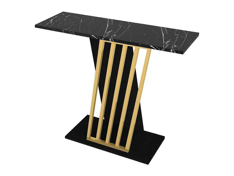 Consoletafel - Zwart Marmereffect En Goud - Orsona