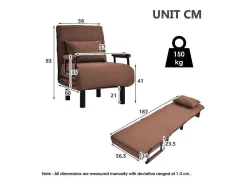 Converteerbare Stoffen Fauteuil - 6-Voudig Verstelbare Rugleuning - Bruin