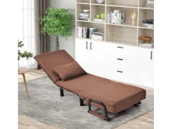 Converteerbare Stoffen Fauteuil - 6-Voudig Verstelbare Rugleuning - Bruin