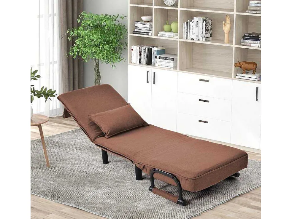 Converteerbare Stoffen Fauteuil - 6-Voudig Verstelbare Rugleuning - Bruin