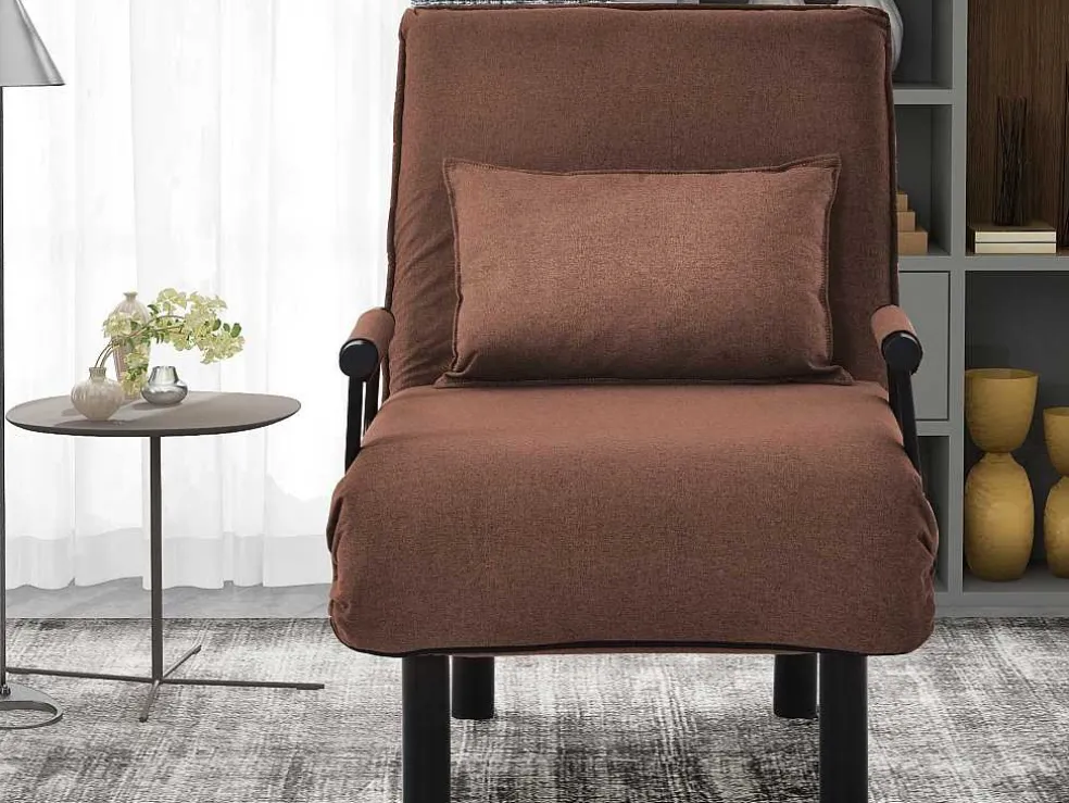 Converteerbare Stoffen Fauteuil - 6-Voudig Verstelbare Rugleuning - Bruin