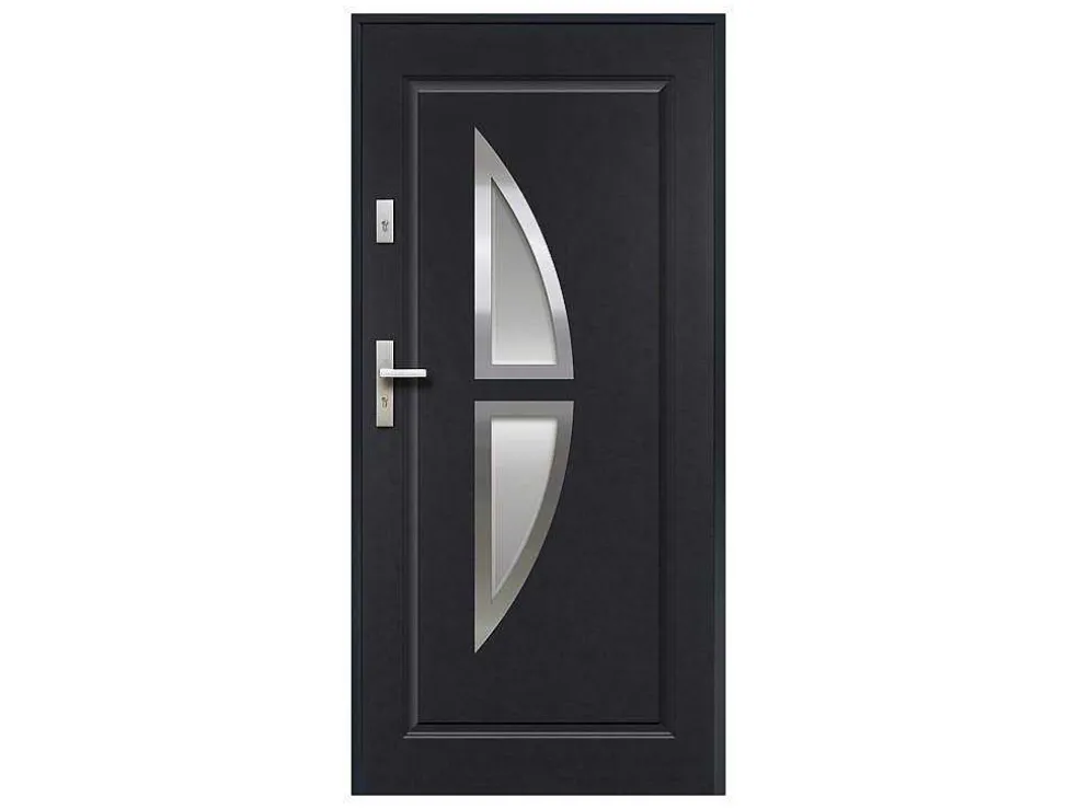 Deur Van Geglazuurd Staal En Inox H.207 X B.100 Cm Antraciet - Links Duwen - Covas