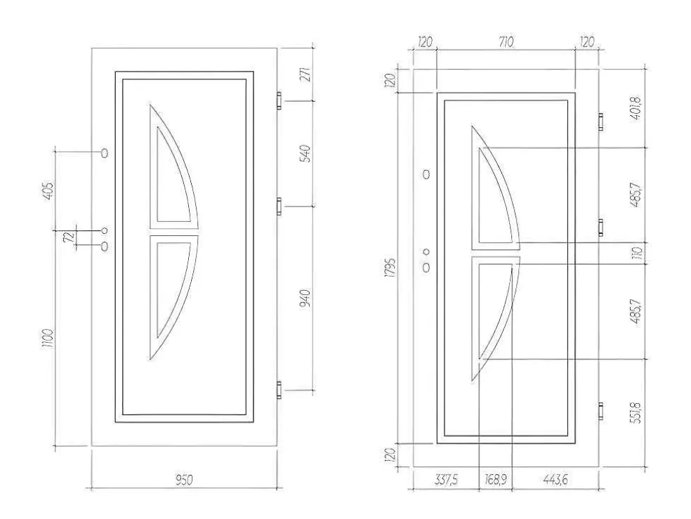 Deur Van Geglazuurd Staal En Inox H.207 X B.100 Cm Antraciet - Rechts Duwen - Covas