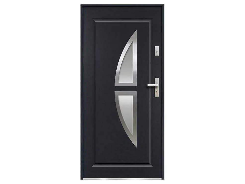 Deur Van Geglazuurd Staal En Inox H.207 X B.100 Cm Antraciet - Rechts Duwen - Covas