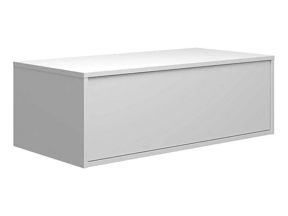 Donker Naturel En Wit Hangend Badkamermeubel Met Enkele Wastafel En Twee Lades - 94 Cm - Teana Ii