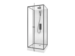 Douchecabine Met Omkeerbare Plaatsingsrichting- Aanpasbare Hoogte - Matzwart - L80 X B80 X H213/232 Cm - Savito