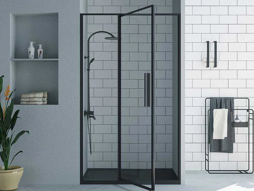 Douchedeur In Industriele Stijl - Zwart Mat - 120 X 195 Cm - Toroni