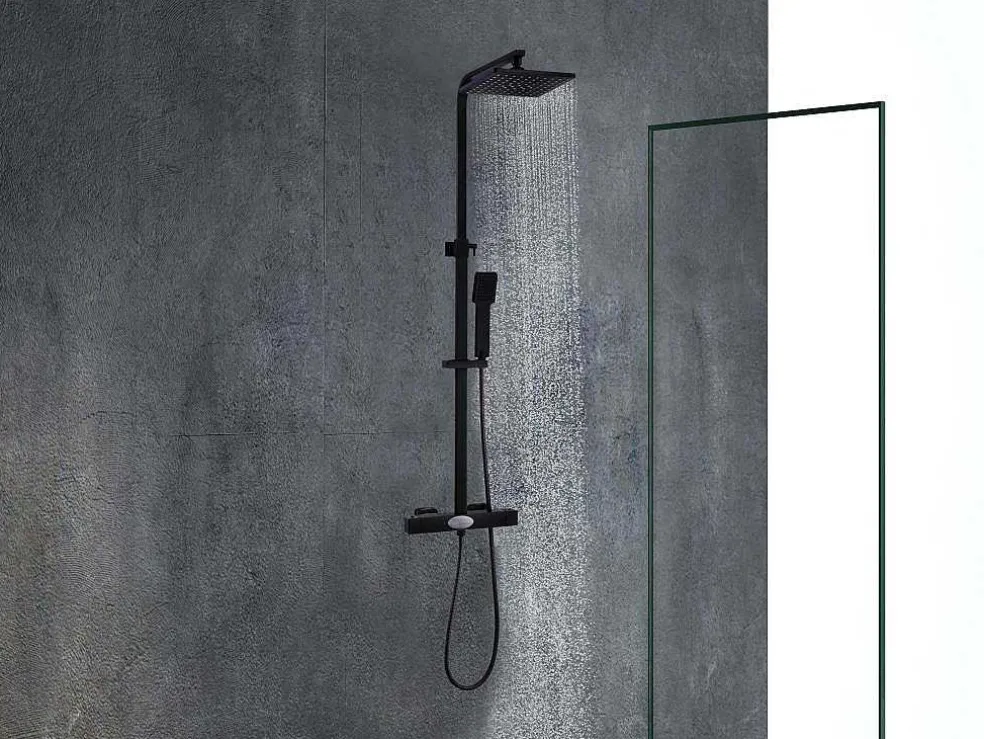 Douchekolom Peneda Van Mat Zwart Roestvrij Staal - 125 Cm