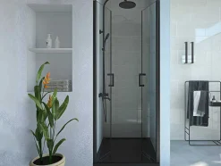 Draaibare Douchedeur - 80 X 195 Cm - Zwart Mat - Gehard Glas - Sarasota