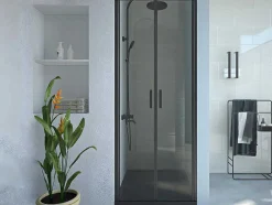 Draaibare Douchedeur - 80 X 195 Cm - Zwart Mat - Gehard Glas - Sarasota