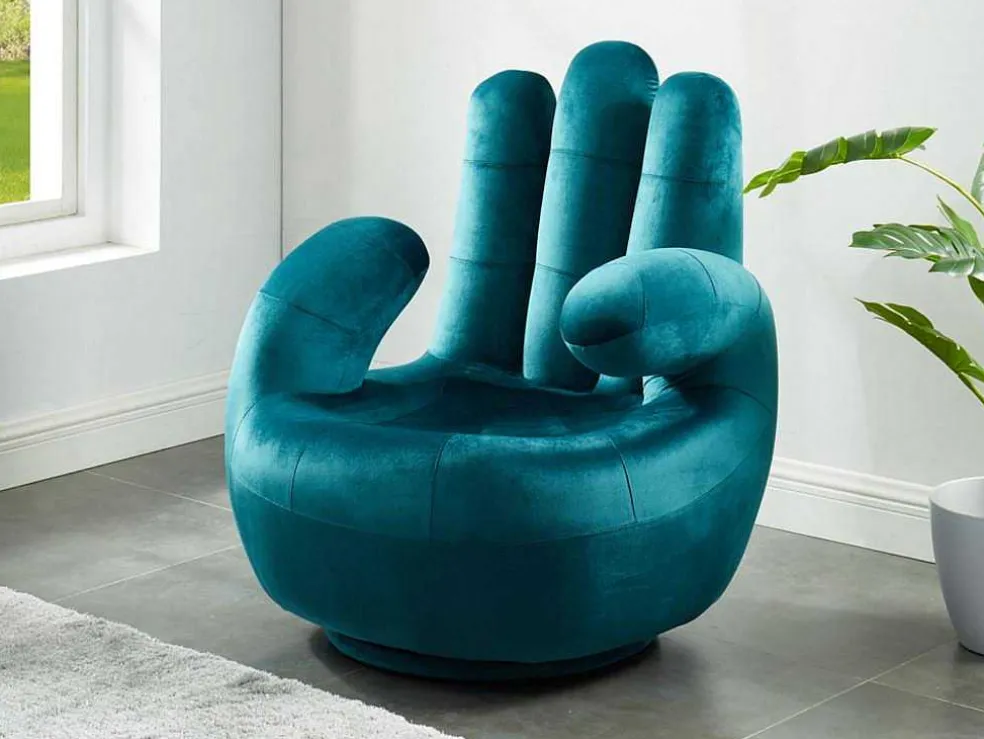 Draaibare Fauteuil Hand Catchy Van Fluweel - Eendenblauw