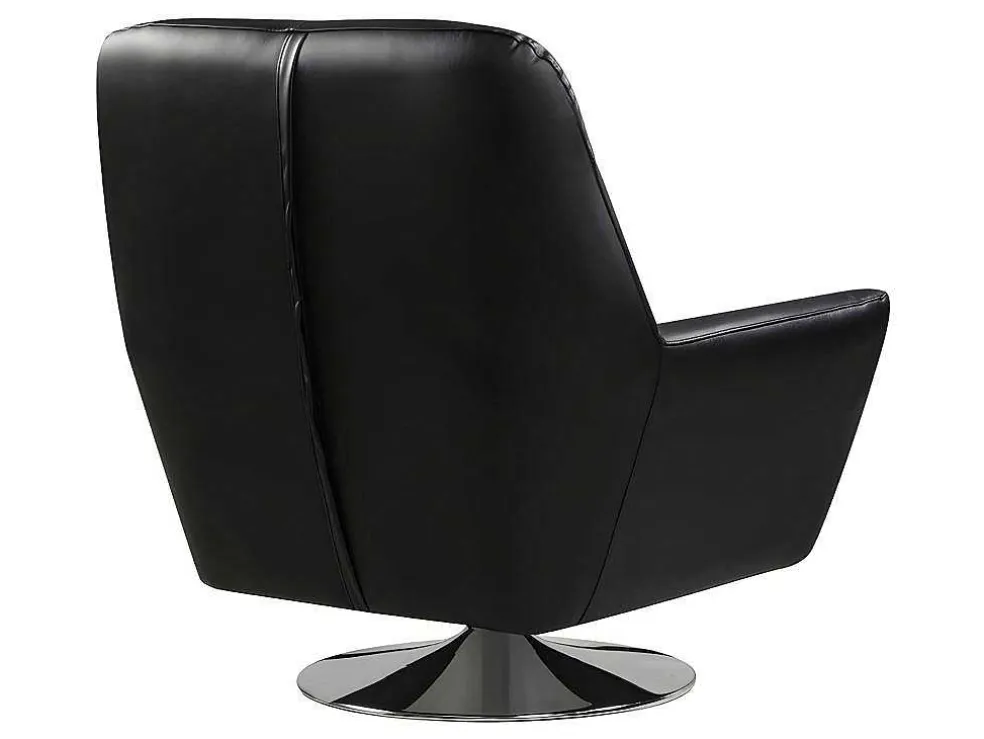 Draaifauteuil Ithaque In Buffelleer - Zwart