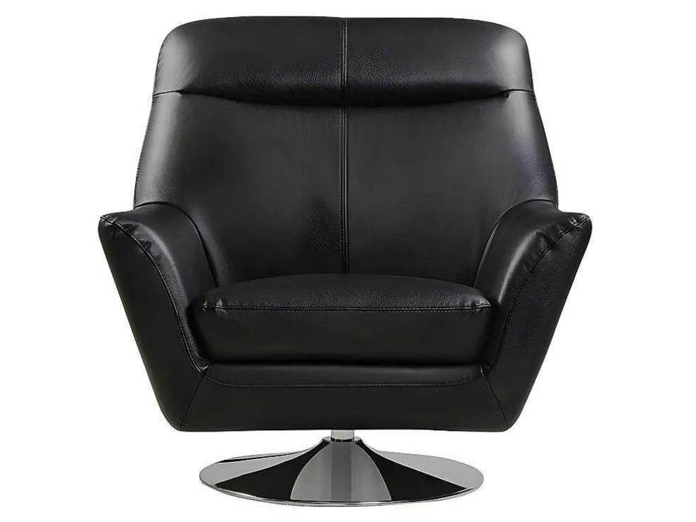 Draaifauteuil Ithaque In Buffelleer - Zwart