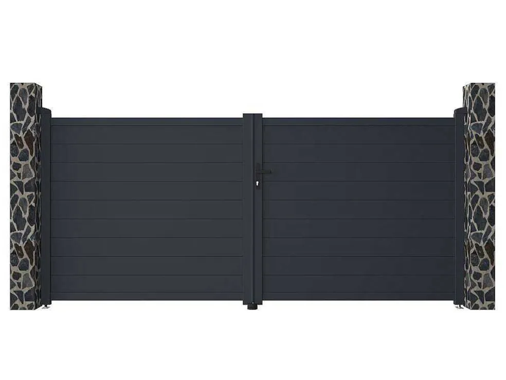 Draaipoort Van Aluminium Antraciet - L355 X 166 Cm - Nazario