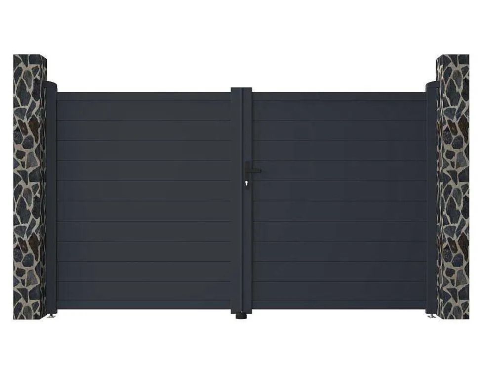 Draaipoort Van Aluminium Antraciet - L305 X 181 Cm - Nazario