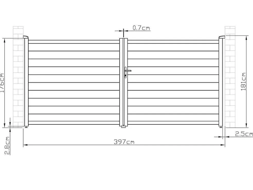 Draaipoort Van Aluminium Antraciet - L397 X 181 Cm - Nazario