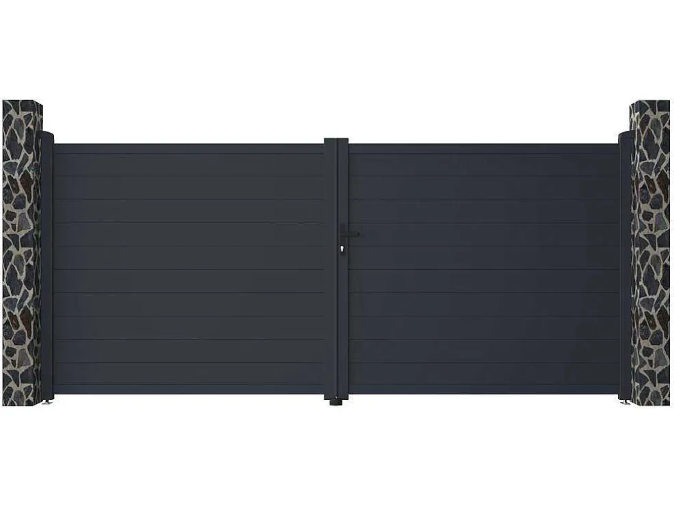 Draaipoort Van Aluminium Antraciet - L397 X 181 Cm - Nazario