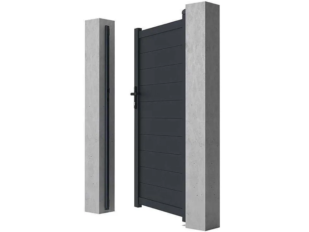 Draaipoort Van Aluminium Antraciet - L103 X 181 Cm - Nazario