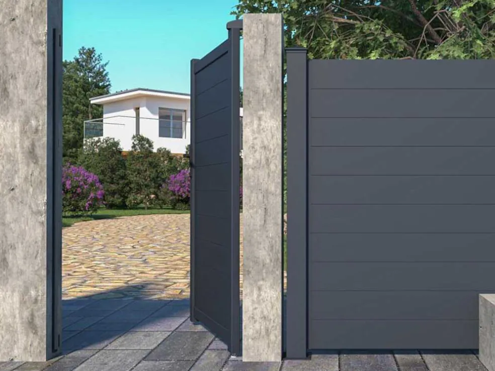 Draaipoort Van Aluminium Antraciet - L103 X 181 Cm - Nazario