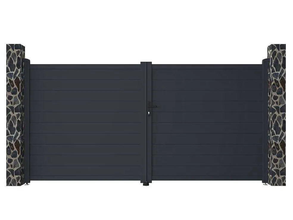 Draaipoort Van Aluminium Antraciet - L355 X 181 Cm - Nazario