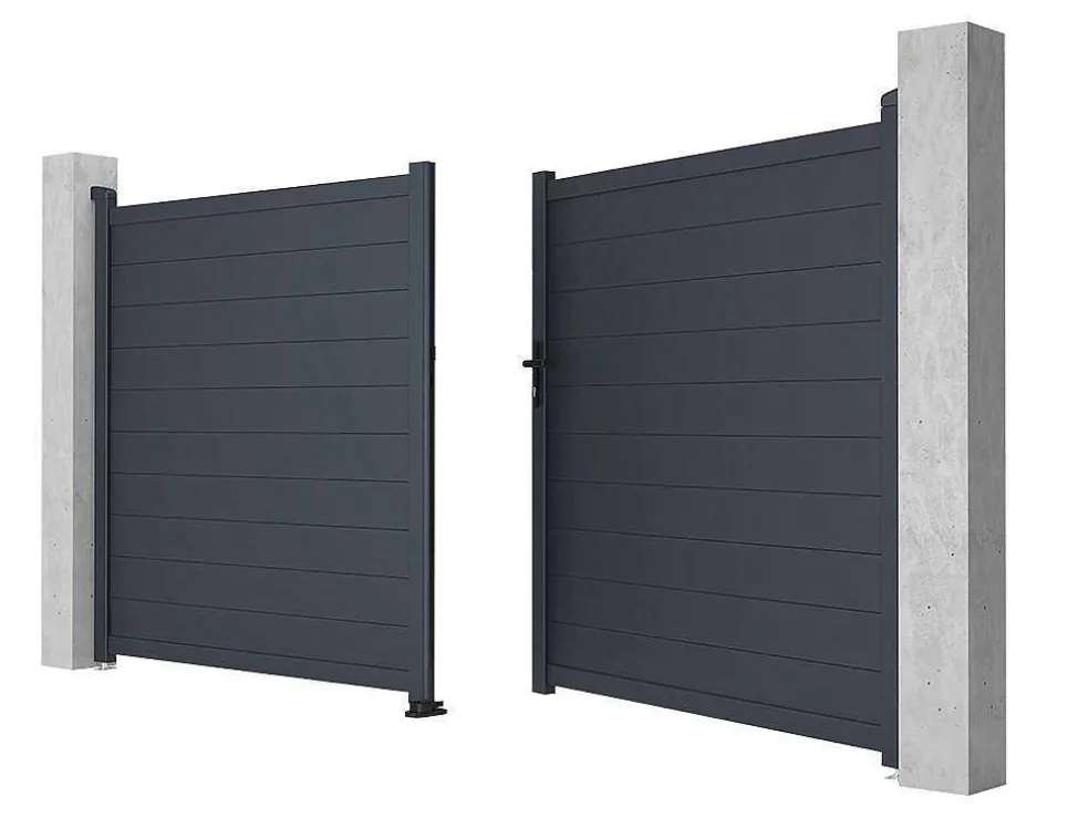 Draaipoort Van Aluminium Antraciet - L355 X 181 Cm - Nazario