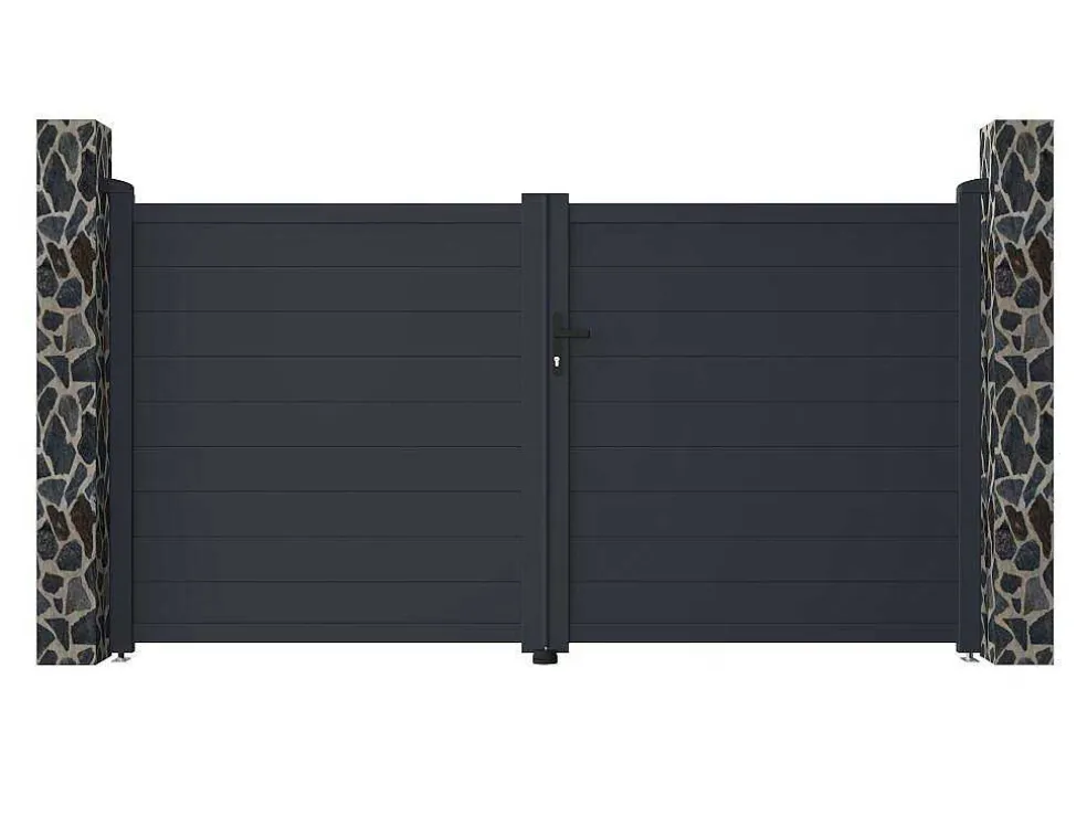 Draaipoort Van Aluminium Antraciet - L305 X 166 Cm - Nazario