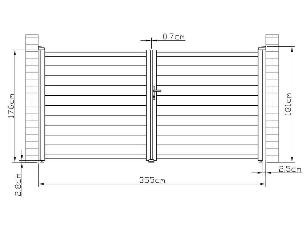 Draaipoort Van Aluminium B355 X H181 Cm Wit - Nazario