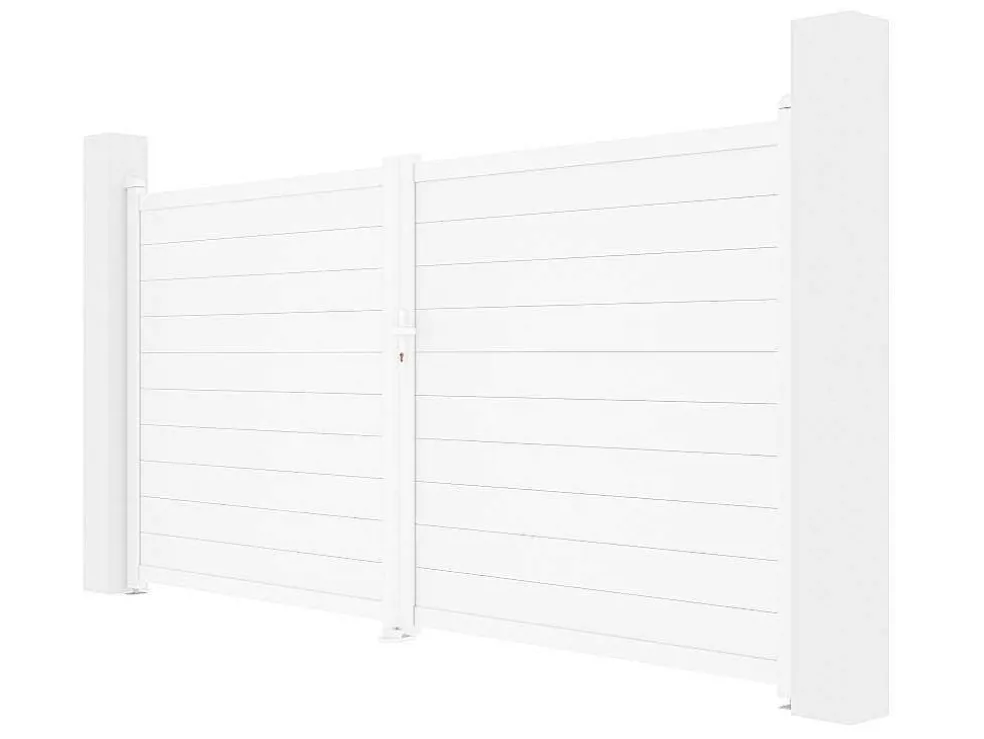 Draaipoort Van Aluminium B355 X H181 Cm Wit - Nazario