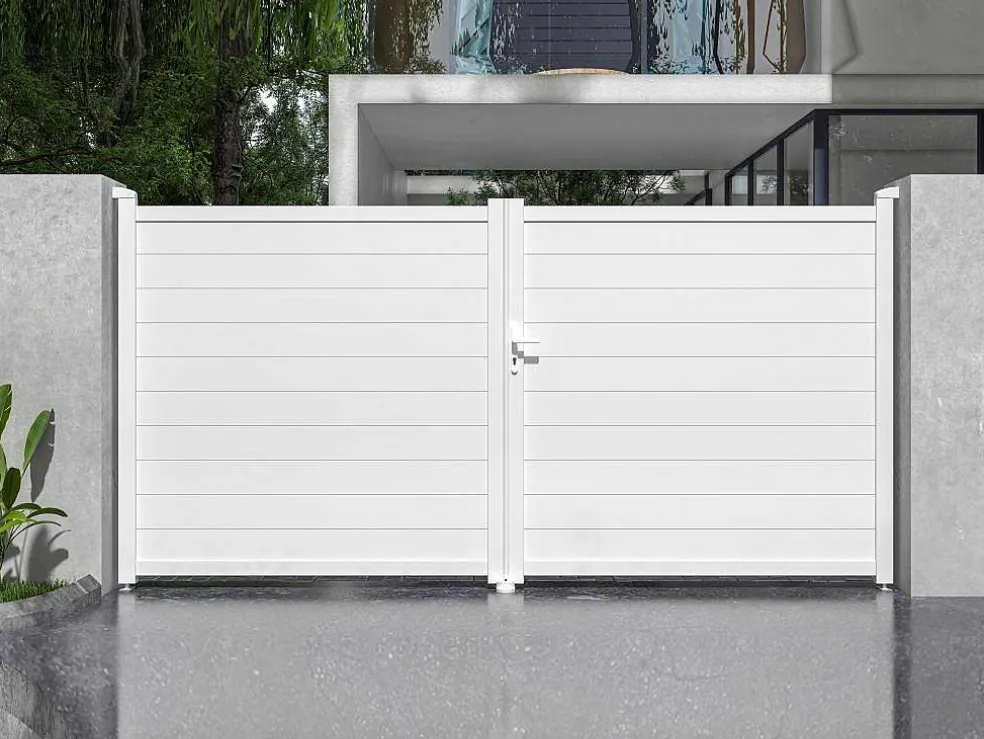 Draaipoort Van Aluminium B355 X H181 Cm Wit - Nazario