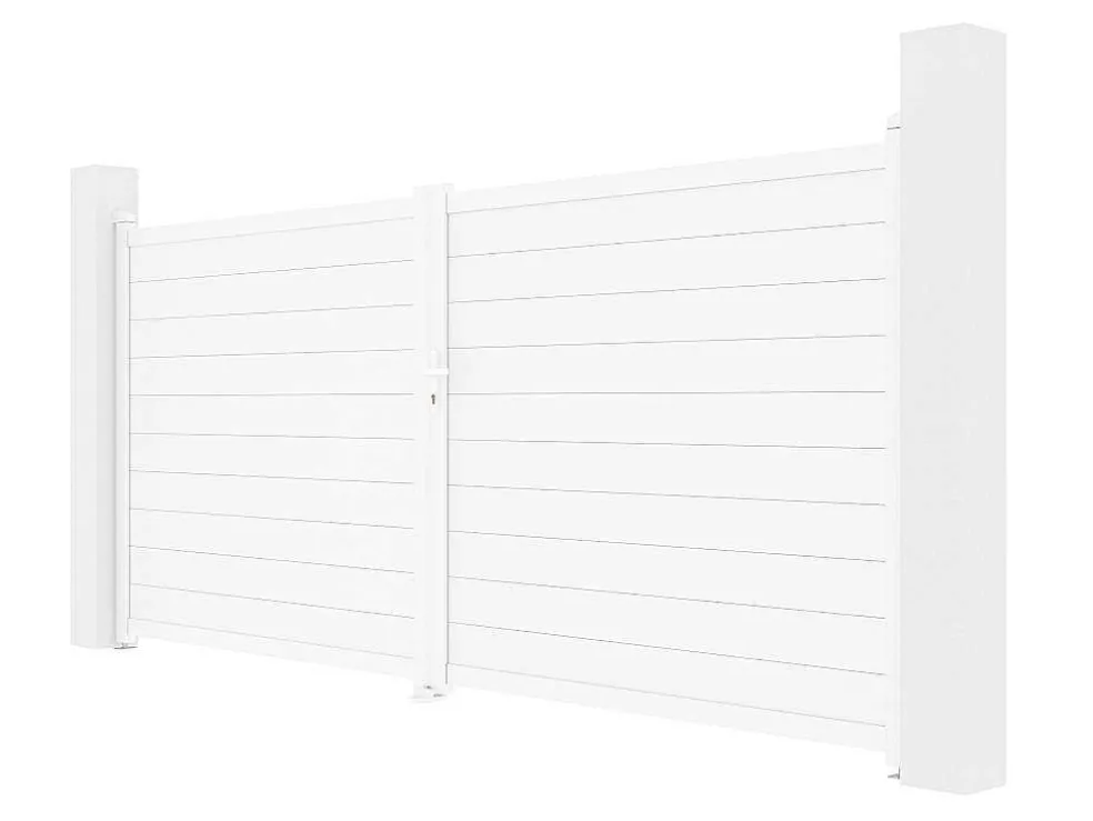 Draaipoort Van Aluminium B397 X H181 Cm Wit - Nazario