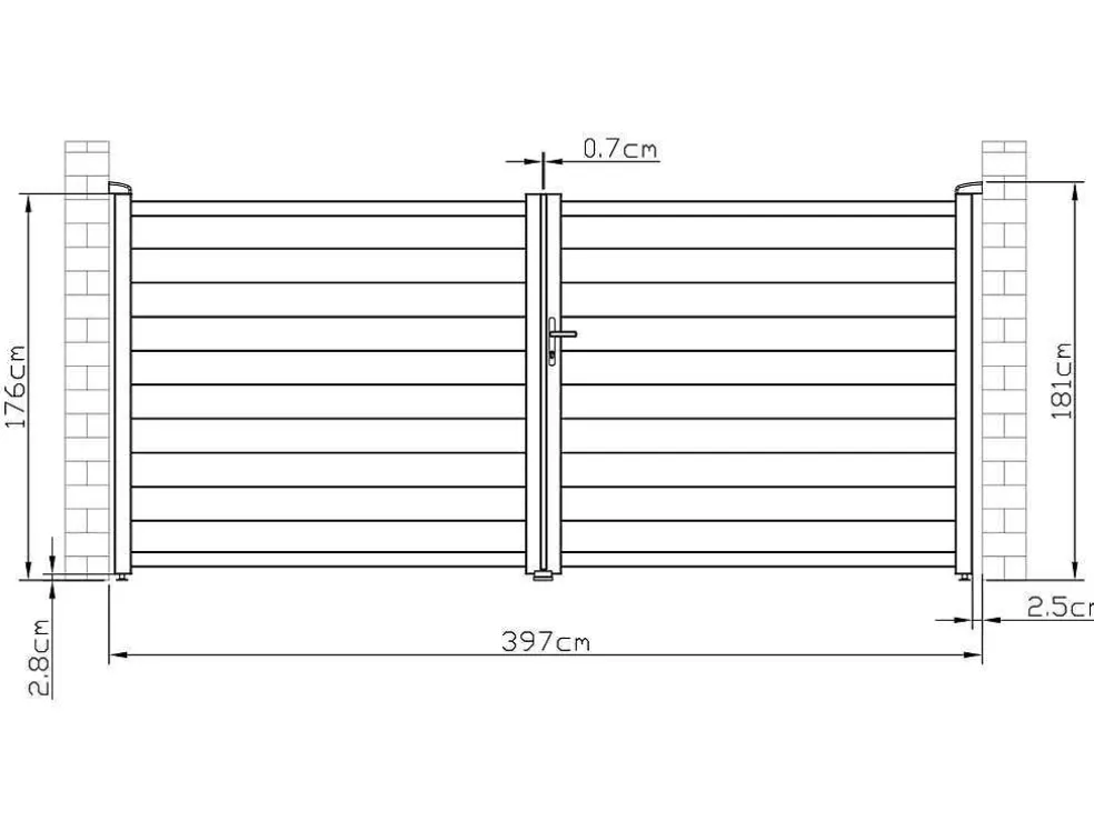 Draaipoort Van Aluminium B397 X H181 Cm Wit - Nazario