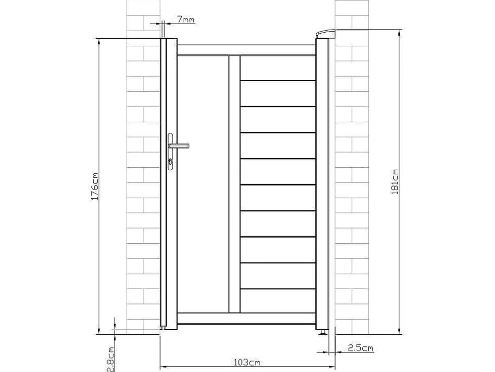 Draaipoort Van Aluminium Met Motieven - Halfopengewerkt - L. 103 X H. 181 Cm - Antraciet - Gregor