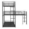 Driedubbele Stapelbedden 90 X 200 Cm - Hoge Reling En Ladder - Metaal - Zwart
