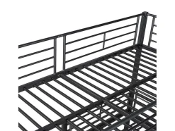 Driedubbele Stapelbedden 90 X 200 Cm - Hoge Reling En Ladder - Metaal - Zwart