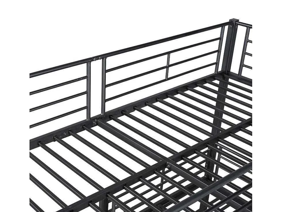 Driedubbele Stapelbedden 90 X 200 Cm - Hoge Reling En Ladder - Metaal - Zwart