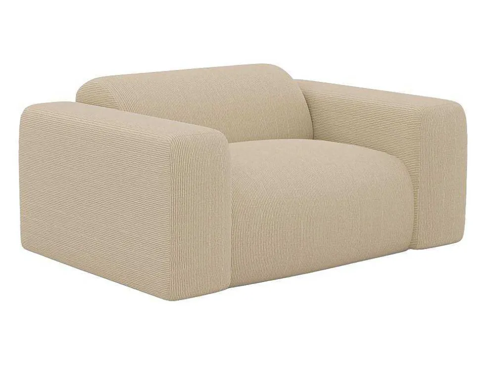 Driezitsbank En Fauteuil Van Beige Stof Met Textuur Pogni Van Maison Cephy