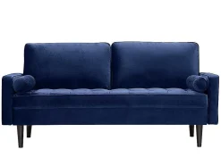 Driezitsbank Van Fluweel Fleuet - Donkerblauw