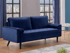 Driezitsbank Van Fluweel Fleuet - Donkerblauw