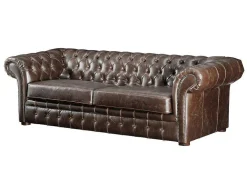 Driezits- En Tweezitsbank Chesterfield Clotaire Van 100% Leer Met Lived-In Aspect