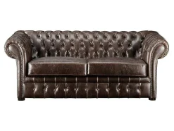 Driezits- En Tweezitsbank Chesterfield Clotaire Van 100% Leer Met Lived-In Aspect