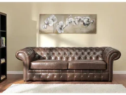 Driezits- En Tweezitsbank Chesterfield Clotaire Van 100% Leer Met Lived-In Aspect