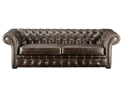 Driezits- En Tweezitsbank Chesterfield Clotaire Van 100% Leer Met Lived-In Aspect